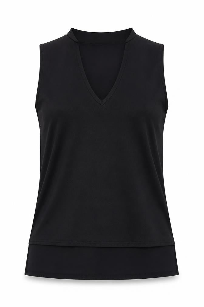 Boohoo Women's Black Sleeveless V-Neck Tank Top