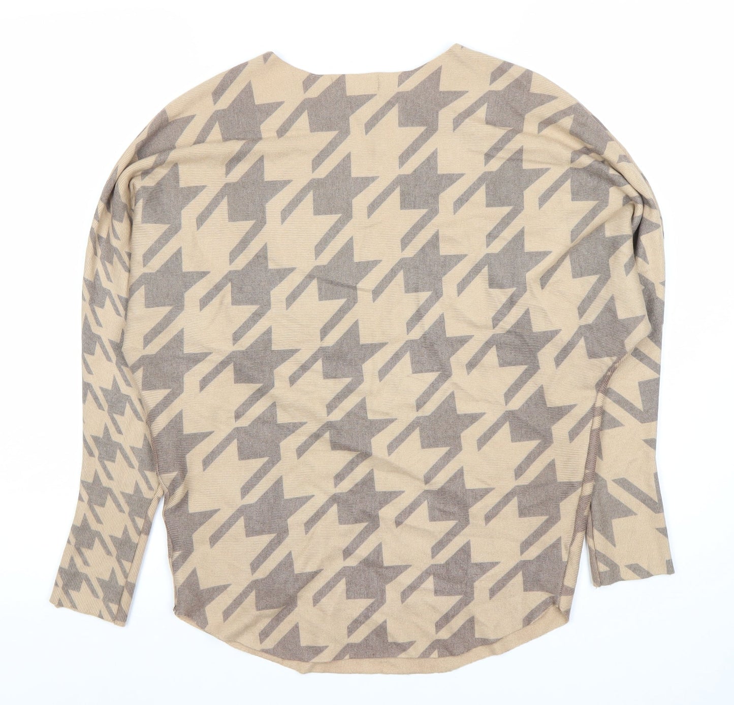 QED London Beige Geometric Women's Long Sleeve Top