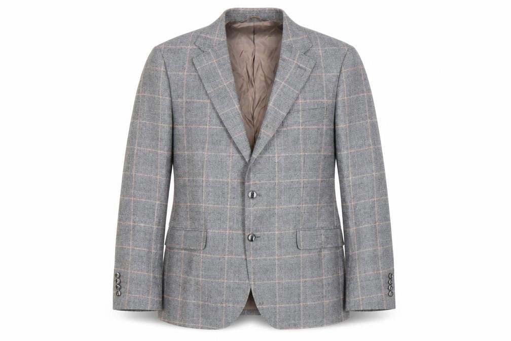 Carlo Barbera Men's Grey Check Blazer, 42 Regular Fit