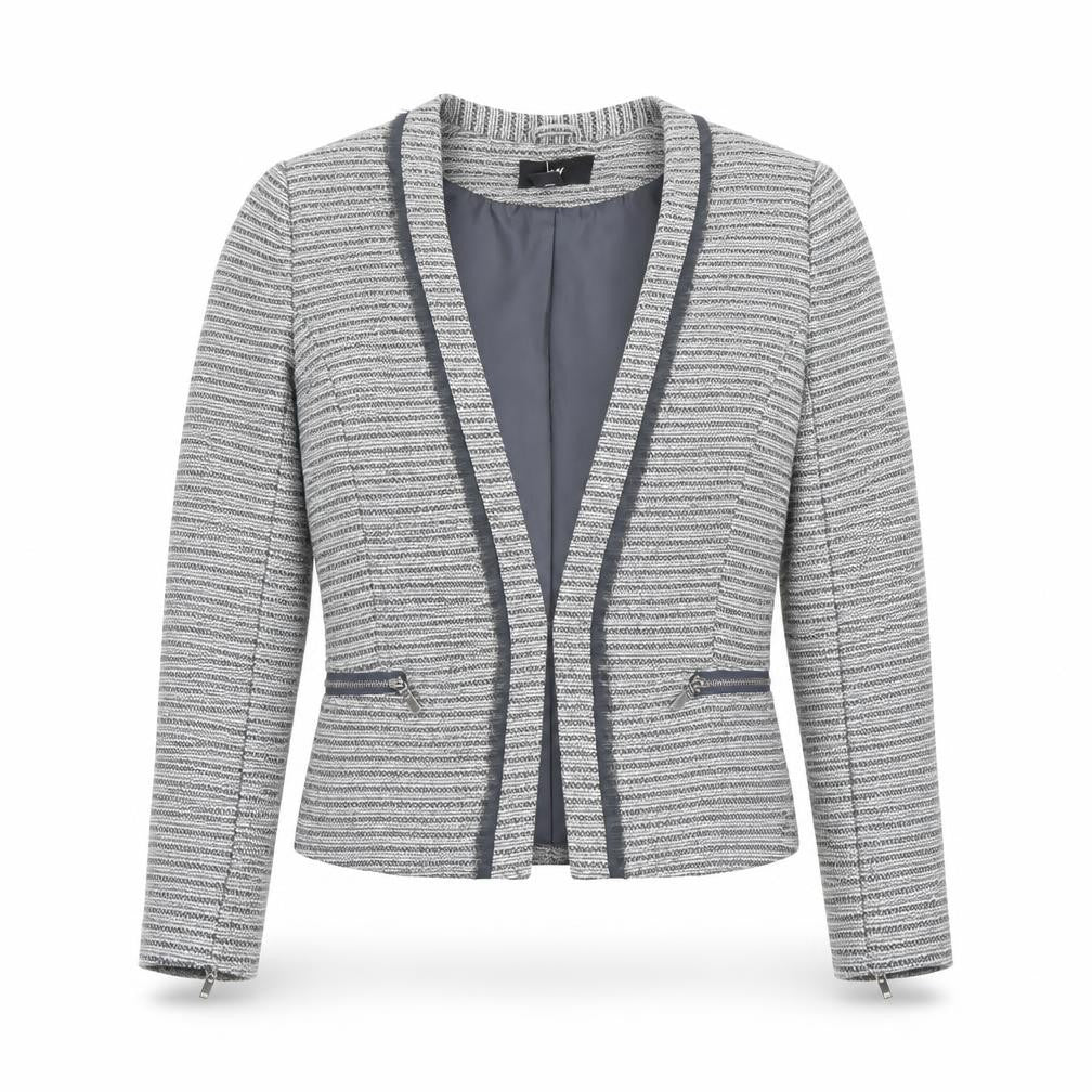H&M Women’s Grey Blazer, Size 6, Stripe Pattern, Shawl Lapel
