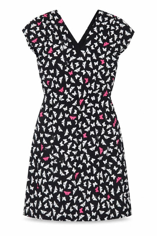 Debenhams Women's Black Butterfly A-Line Dress Size 8