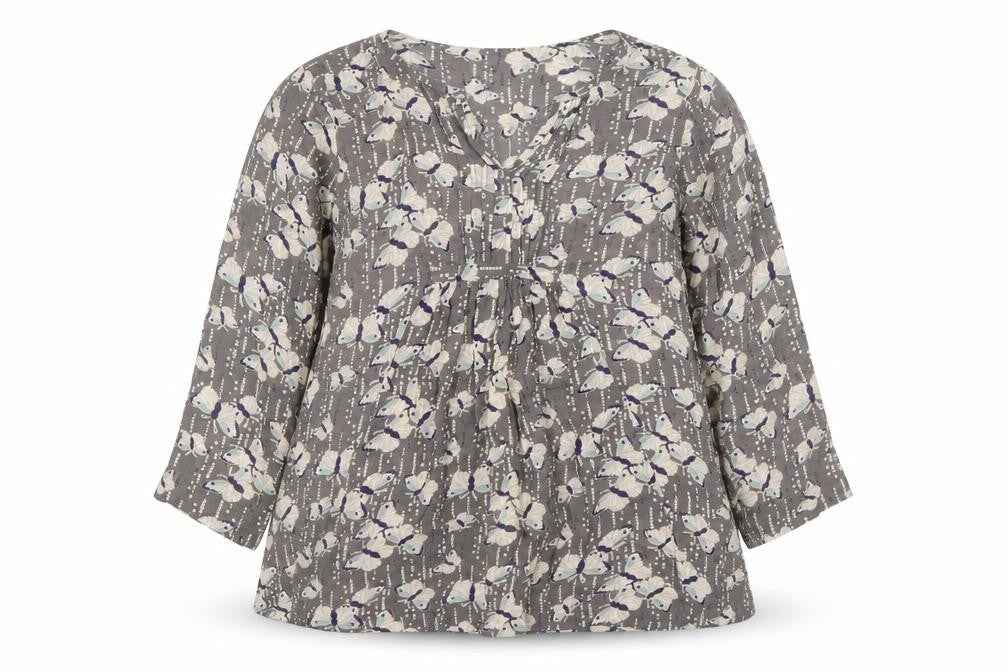 Masai Women's Grey Butterfly Blouse V-Neck S