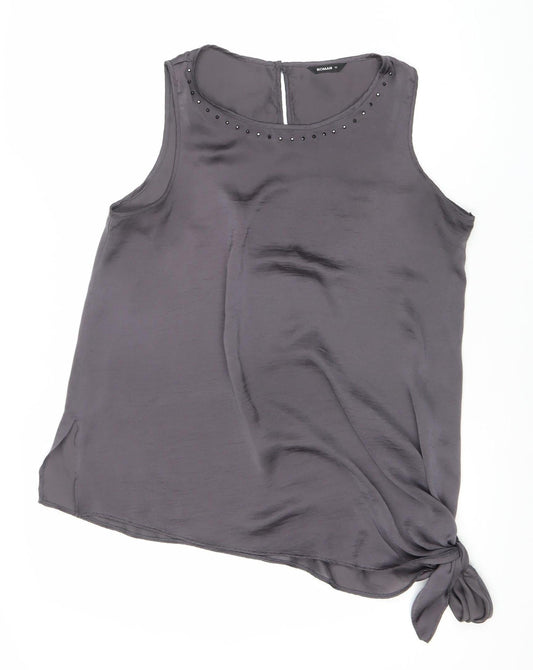 Roman Women's Grey Sleeveless Studded Top Size 12