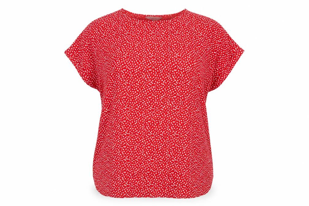 C&A Women's Red Plus Blouse, Size 20, Scoop Neck, Floral