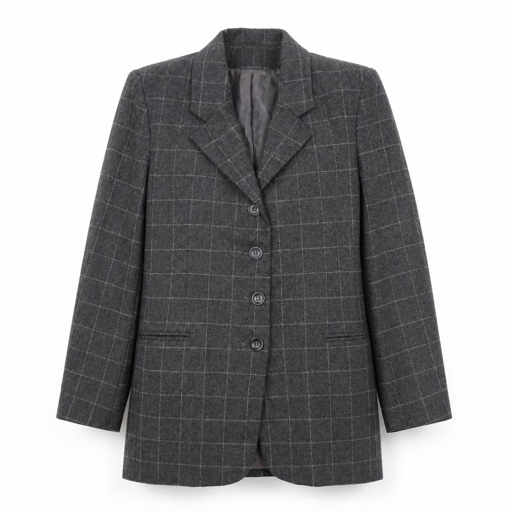 James Meade Women's Grey Check Blazer, Size 12, Formal