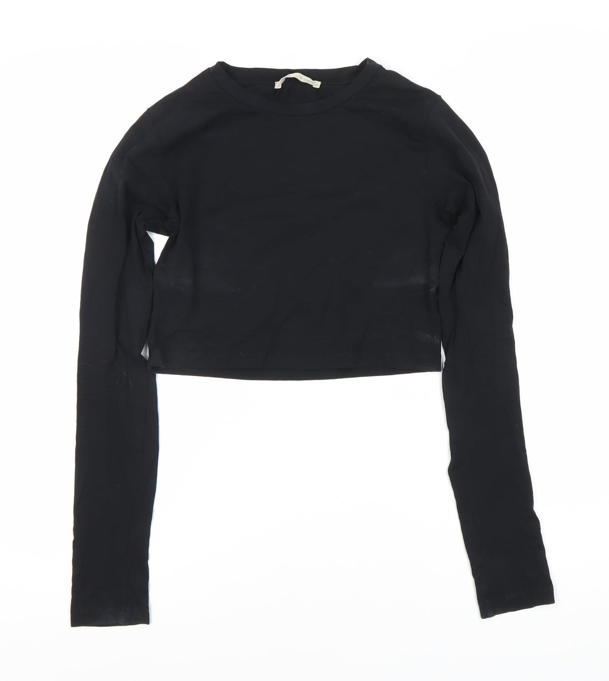 Urban Outfitters Women's Black Cropped Long Sleeve Top