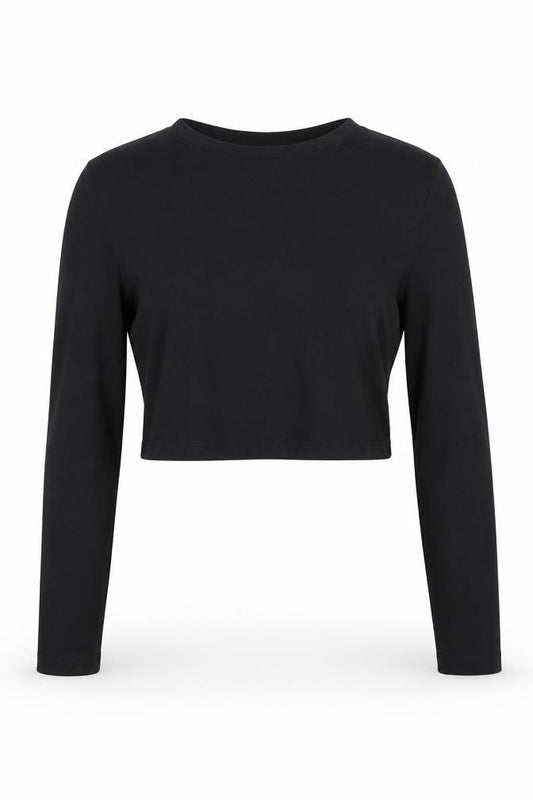 Urban Outfitters Women's Black Cropped Long Sleeve Top