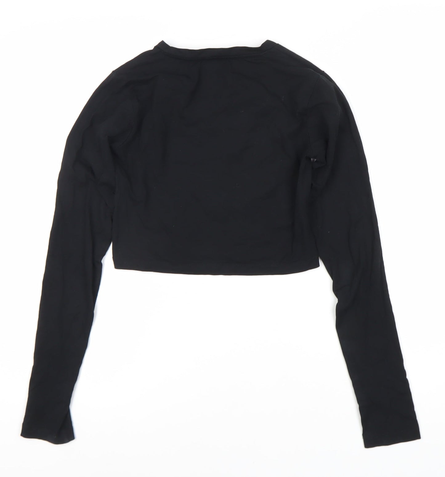 Urban Outfitters Women's Black Cropped Long Sleeve Top