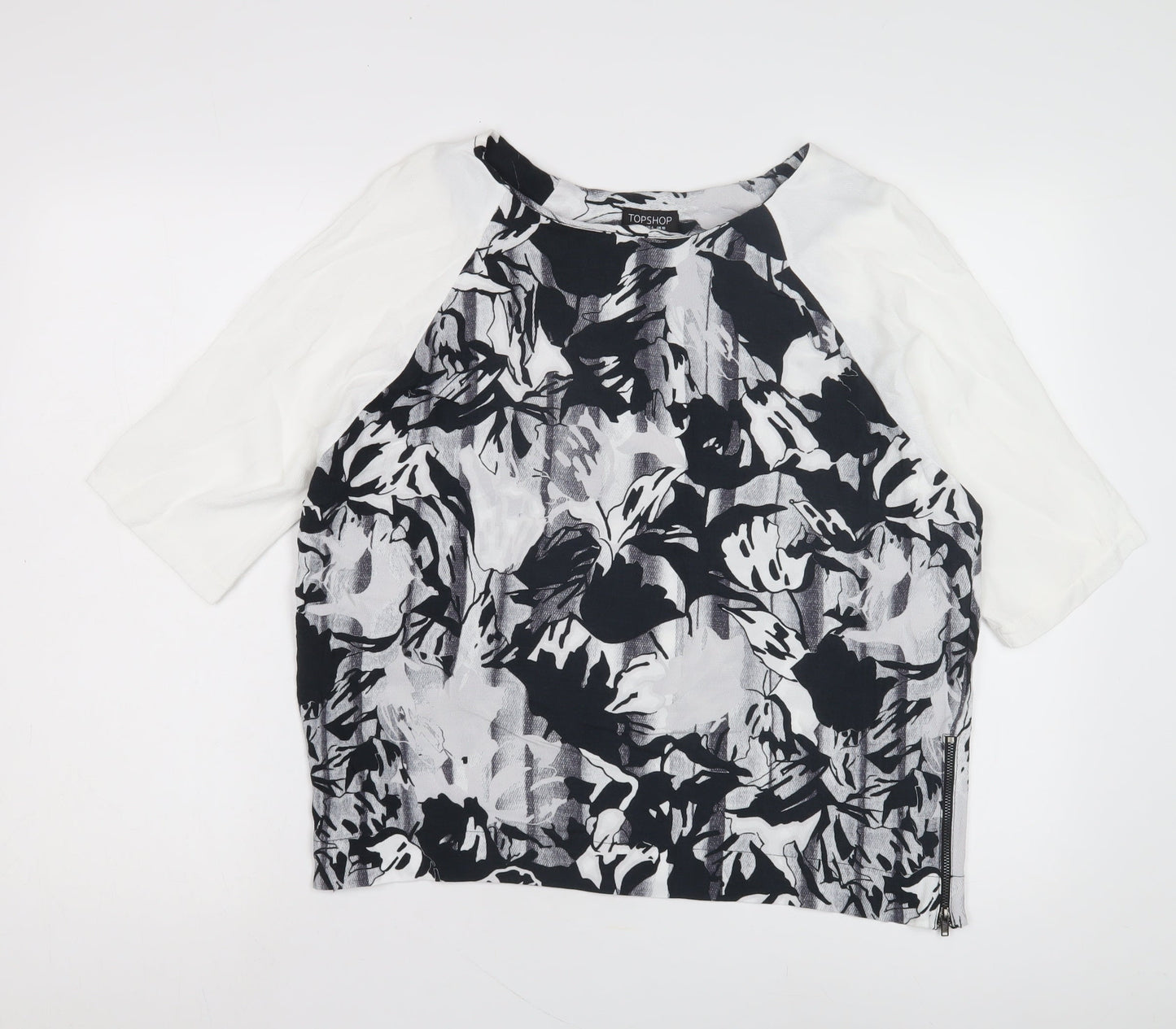 Topshop Women's Multicoloured Raglan Floral Top Size 10
