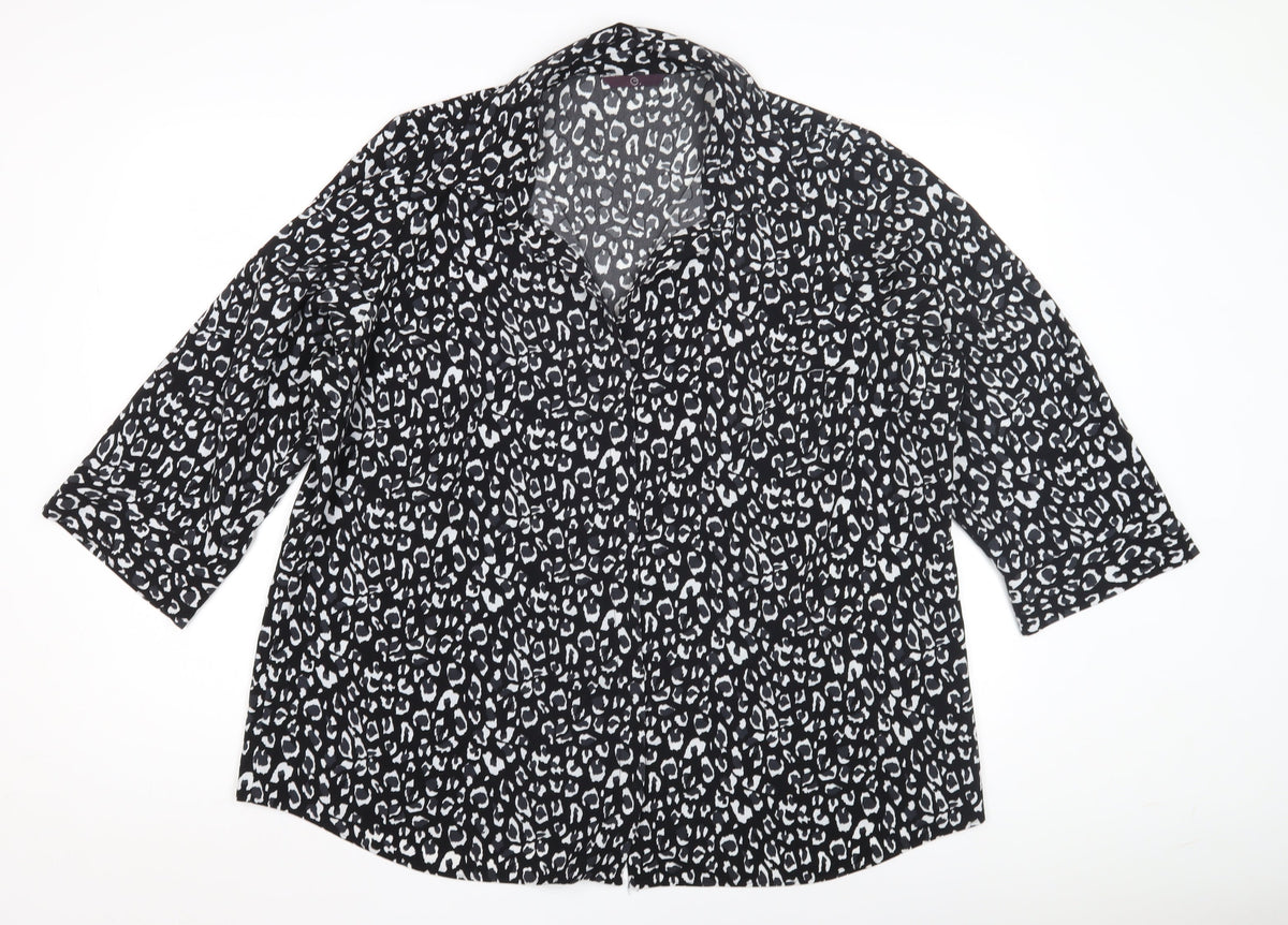 E Women's Leopard Print Blouse, Size 22, V-Neck, Casual