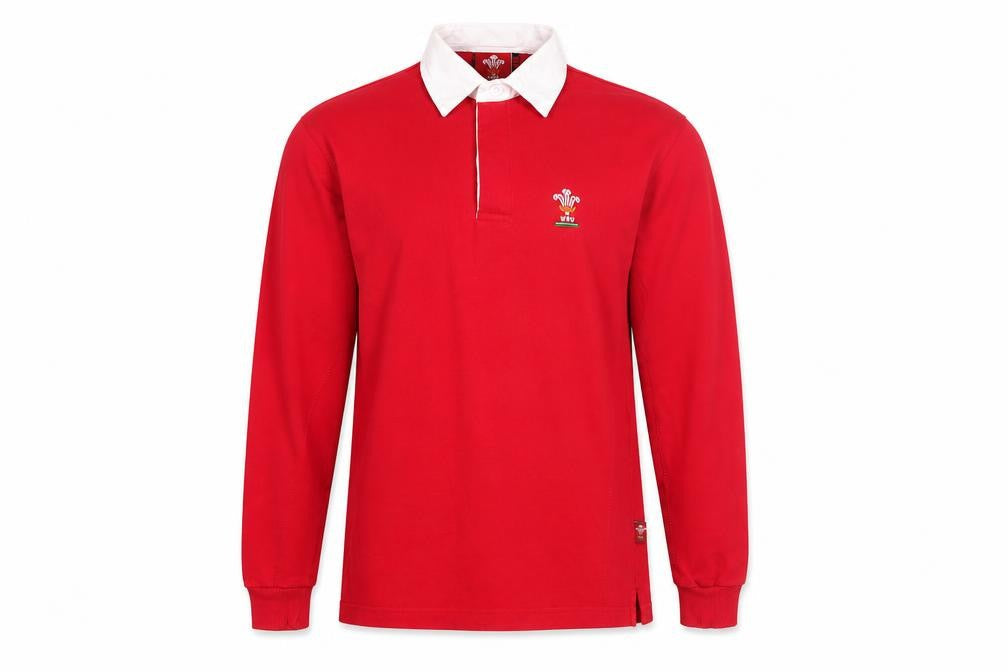 WRU Boys Red Rugby Polo Shirt - Small, Long Sleeve, Sports