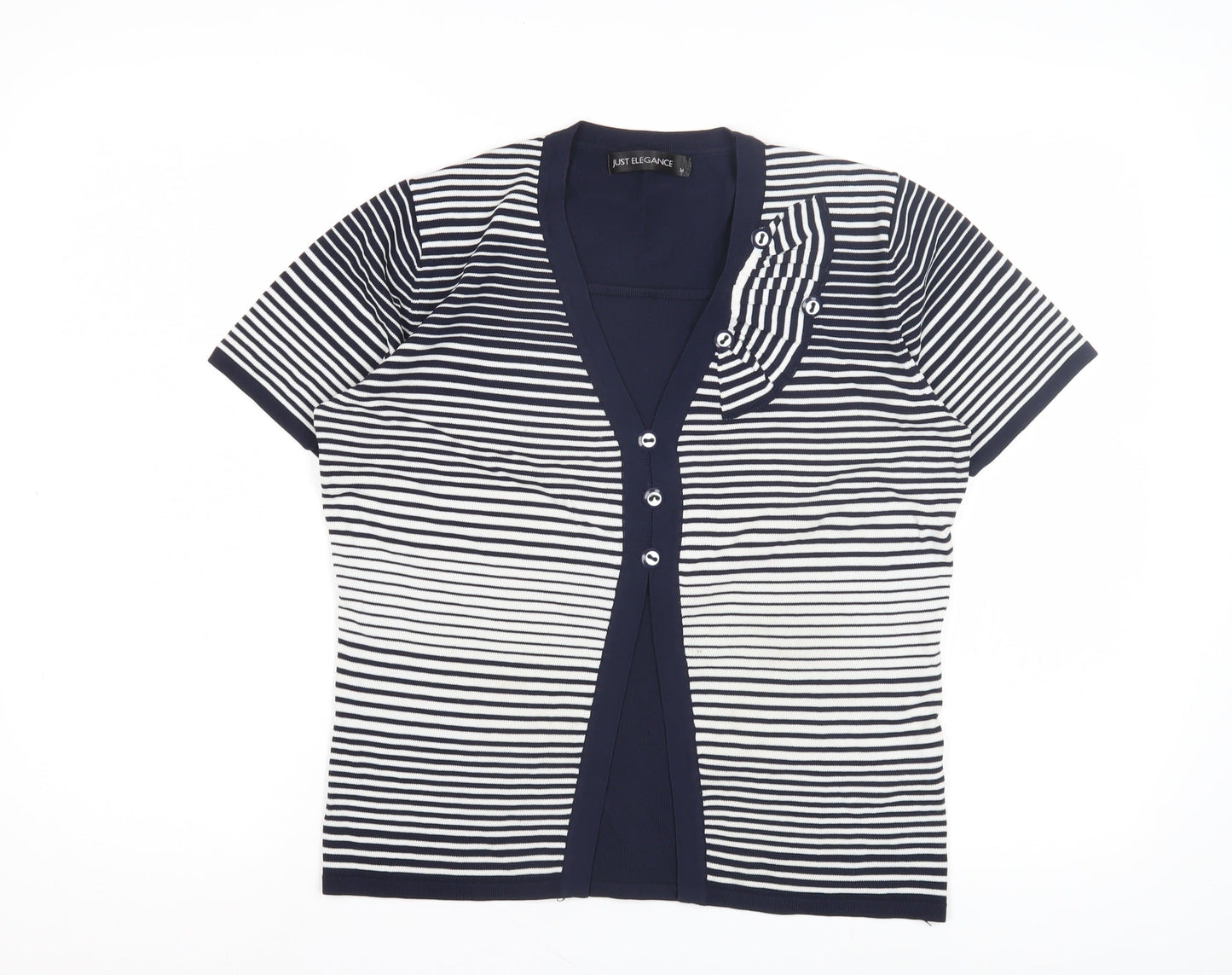 Just Elegance Women's Navy Striped T-Shirt, Size L