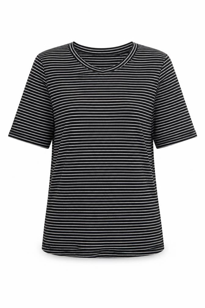 Sisters Point Women's Black Striped T-Shirt L