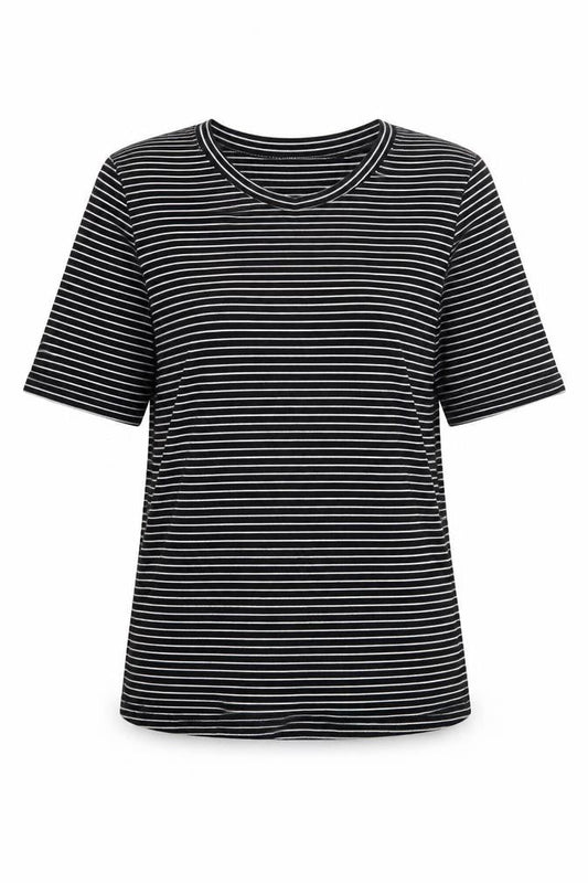 Sisters Point Women's Black Striped T-Shirt L