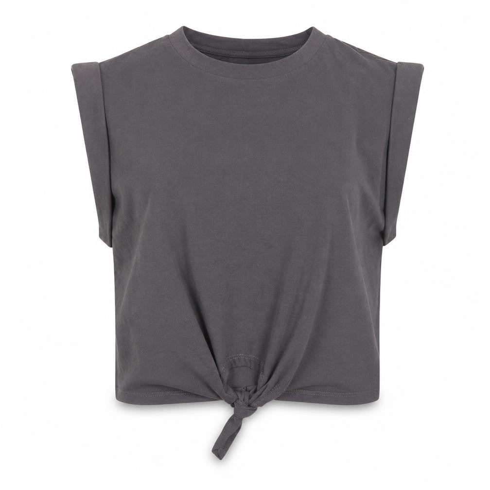 Cider Women's Grey Sleeveless Tie T-Shirt Size S