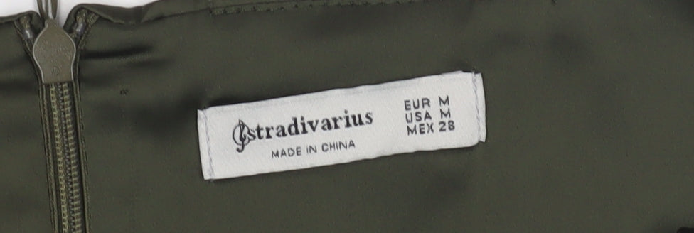 Stradivarius Women's Green Slip Dress Size 12