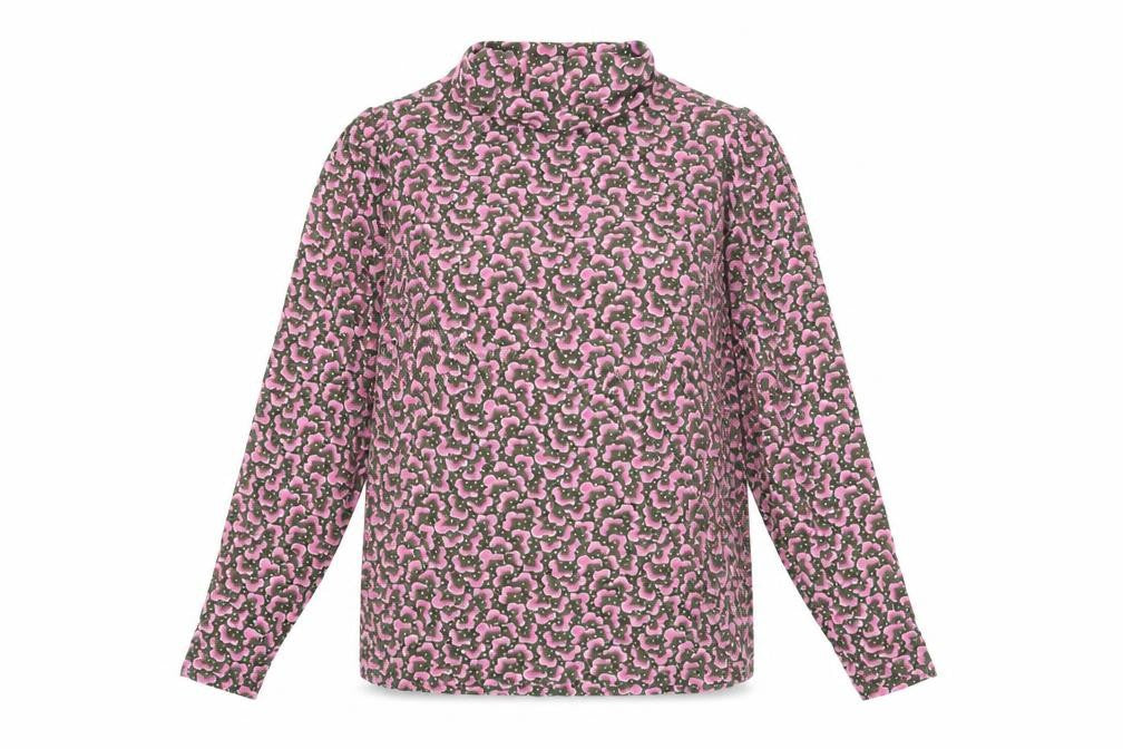 Per Una Women's Green Floral Blouse Size 12 Long Sleeve