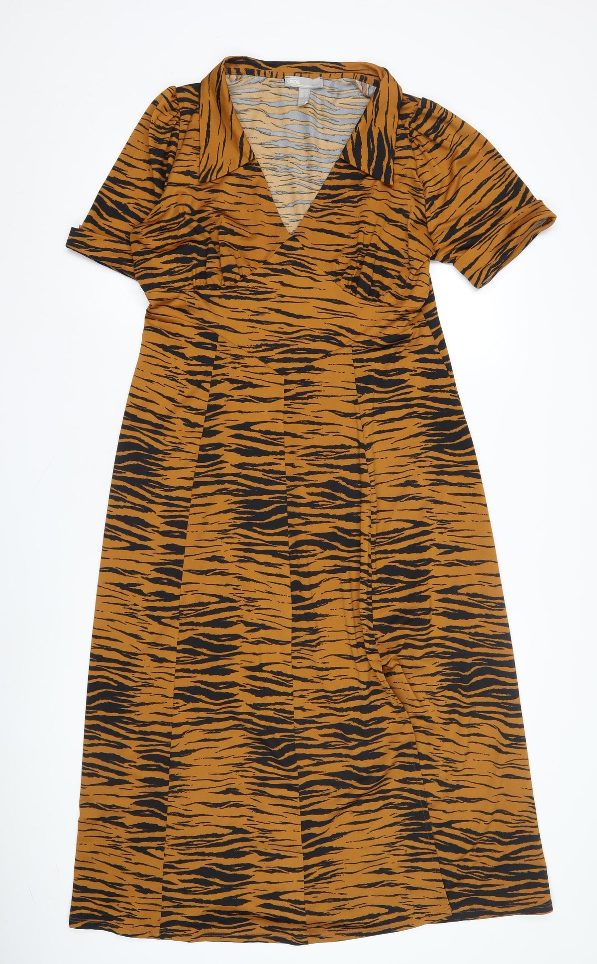 ASOS Women's Brown Animal Print A-Line Midi Dress