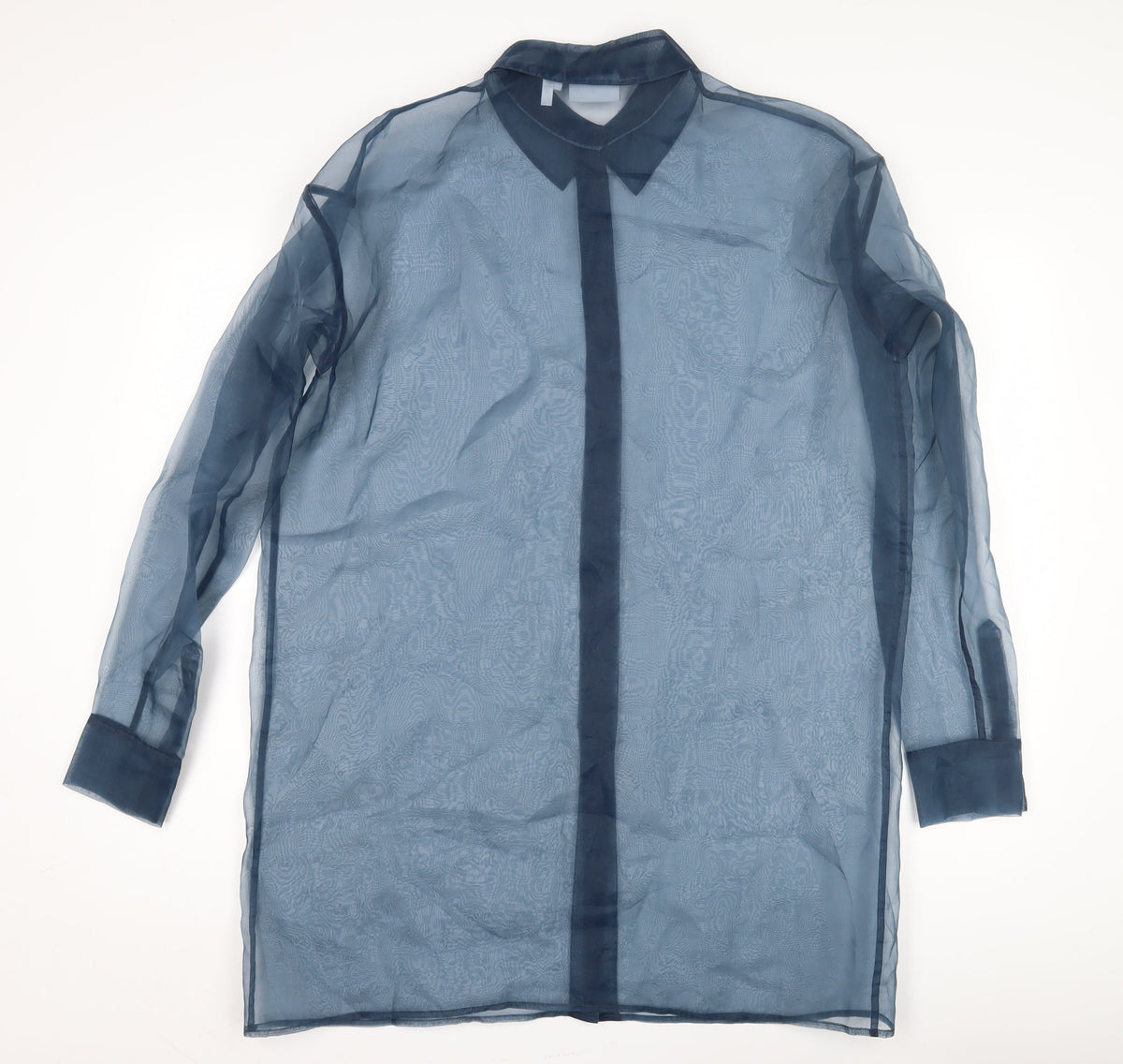 Weekday Women's Blue Sheer Button-Up, Size 14, Kimono Style