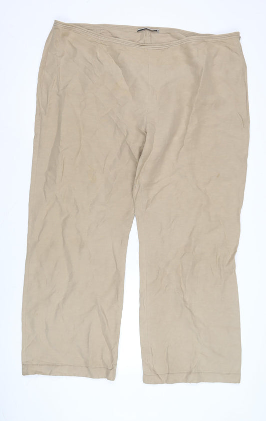Chesca Womens Beige Linen Silk Relaxed Trousers Size 20