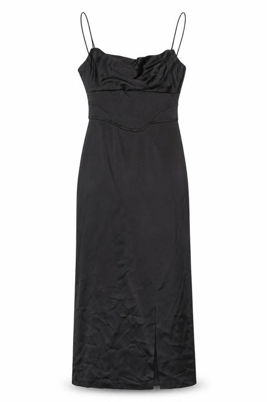 Zara Women's Black Satin Slip Dress XS