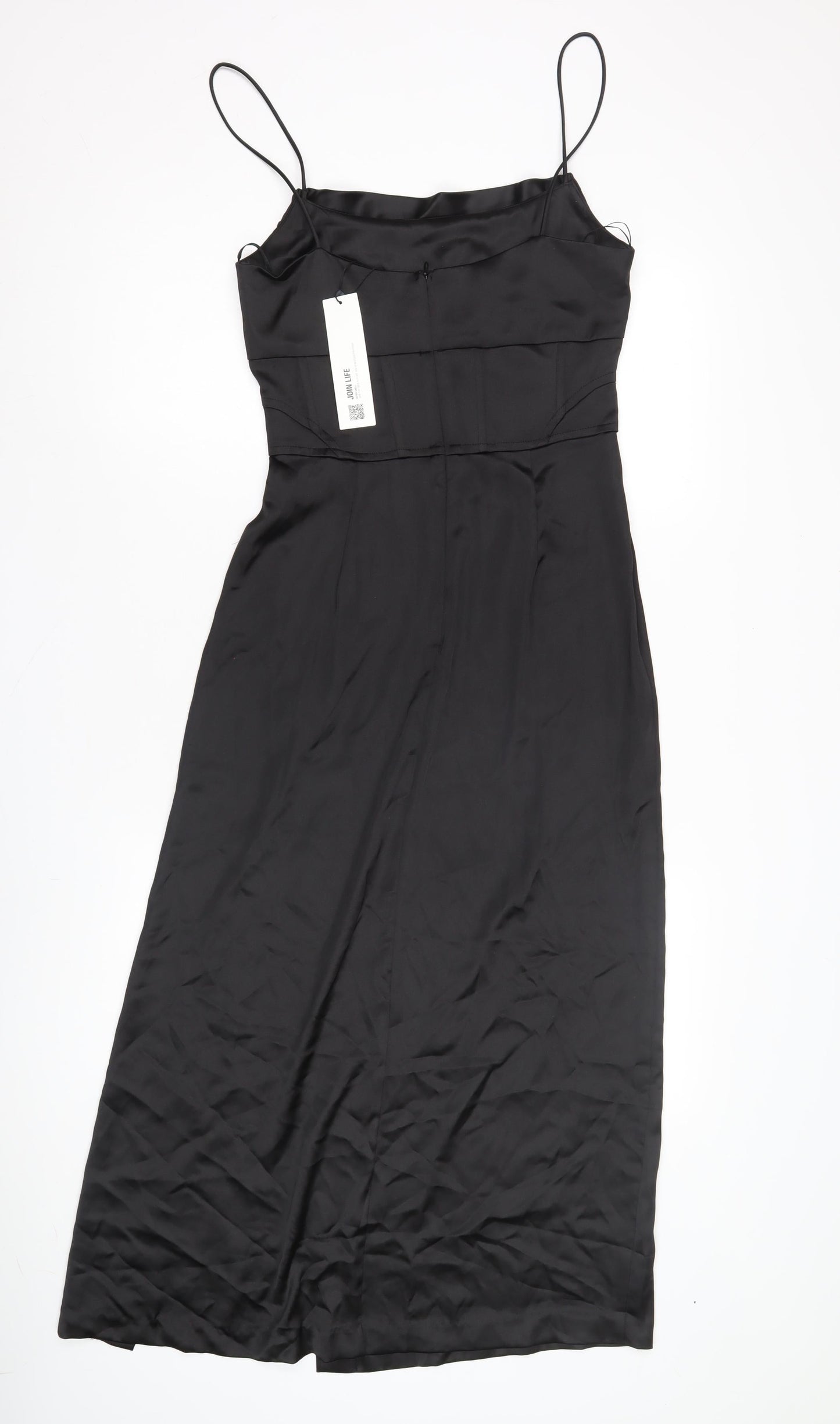 Zara Women's Black Satin Slip Dress XS