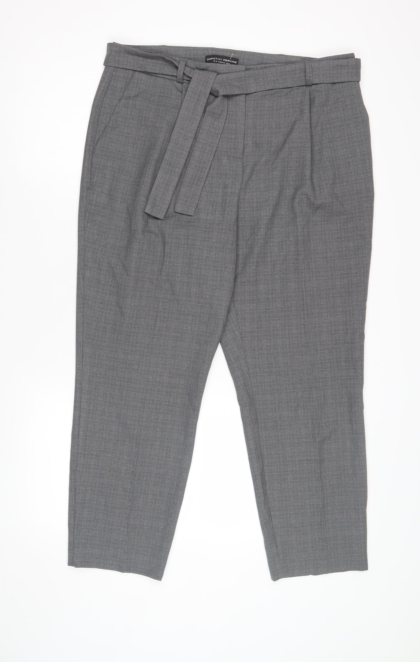 Dorothy Perkins Women's Grey Trousers, Size 14, Belted Style