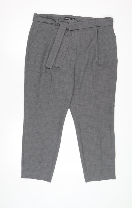 Dorothy Perkins Women's Grey Trousers, Size 14, Belted Style