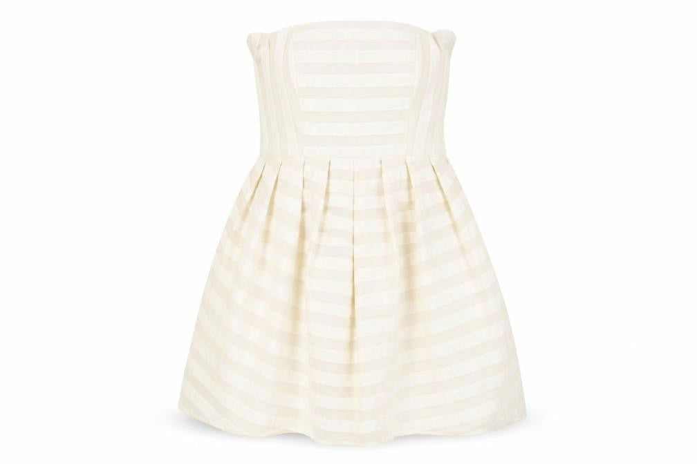 Topshop Women Ivory Strapless Short Party Dress