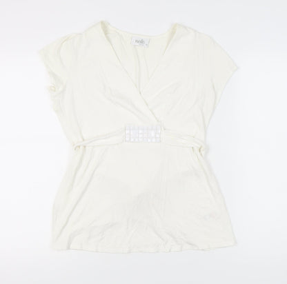 Additional front view of Wallis Petite Ivory Wrap Blouse -, size 14, Classic Style