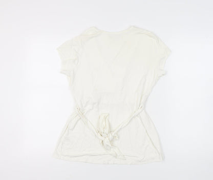 Back view of Wallis Petite Ivory Wrap Blouse -, size 14, Classic Style