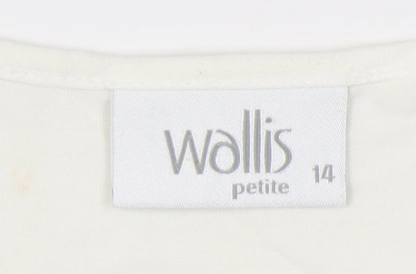 Wallis Petite Ivory Wrap Blouse - Size 14, Classic Style