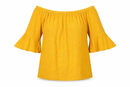 FatFace Women's Yellow Off-Shoulder Tunic Blouse Size 8