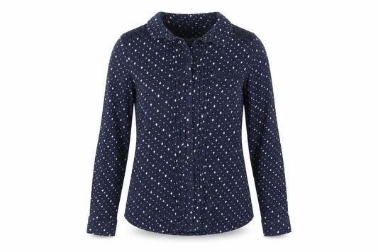 FatFace Women's Blue Geometric Button-Up Shirt, Size 10