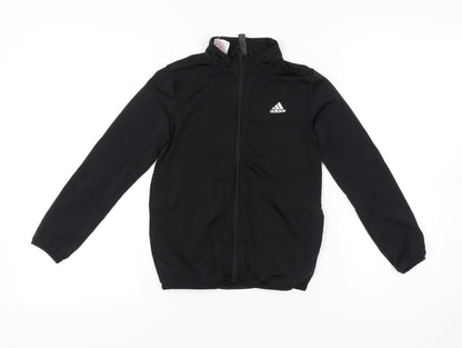 Additional front view of Adidas boys’ black full zip sweatshirt 9-10y