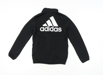 Back view of Adidas boys’ black full zip sweatshirt 9-10y