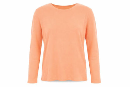 Front view of Linea Women's Orange Long Sleeve T-Shirt, size L