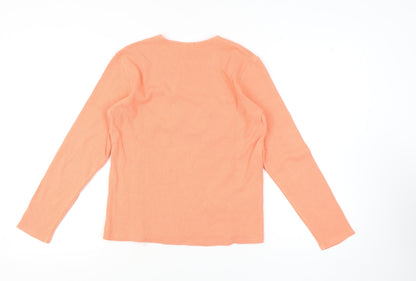 Back view of Linea Women's Orange Long Sleeve T-Shirt, size L
