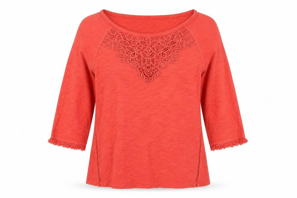 Marks & Spencer Women's Red 3/4 Sleeve T-Shirt