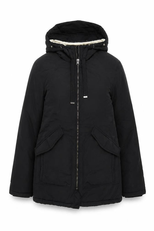 Pull&Bear Women's Black Hooded Parka Jacket M