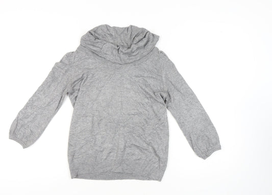 Marks and Spencer Women's Grey Cowl Neck Jumper Size 12