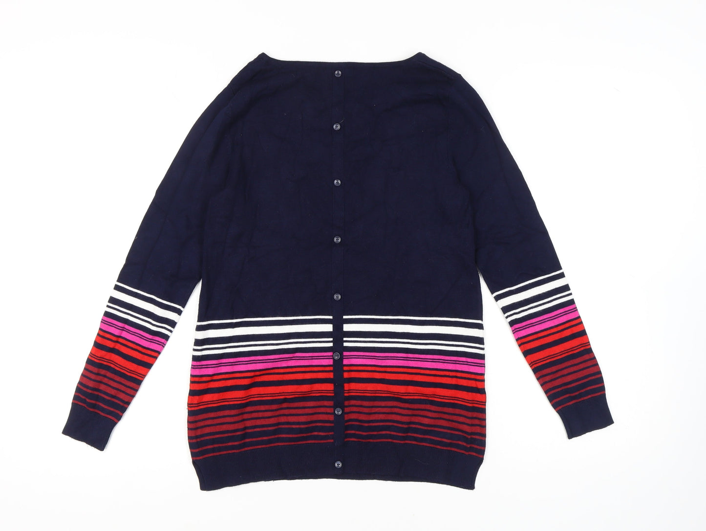 M&Co Women's Striped Cardigan, Multicoloured, Size 10
