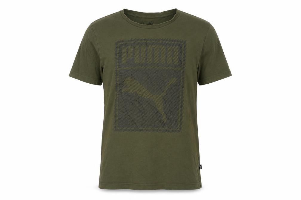 Puma Men's Green T-Shirt S Graphic Print Logo Casual