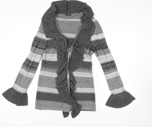 Roman Women's Grey Striped Cardigan Jumper, Size 16