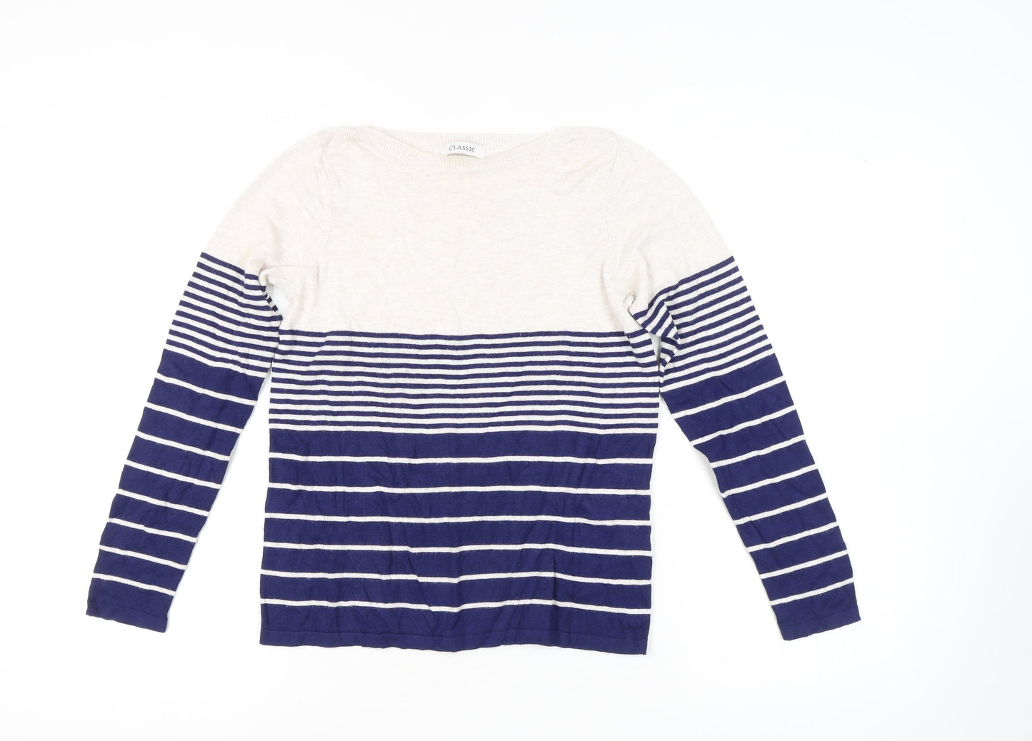 Marks and Spencer Women's Navy Striped Pullover Jumper