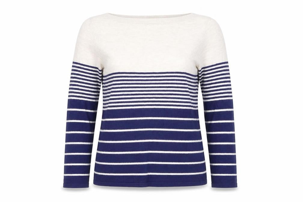 Marks & Spencer Women's Navy Striped Pullover Jumper