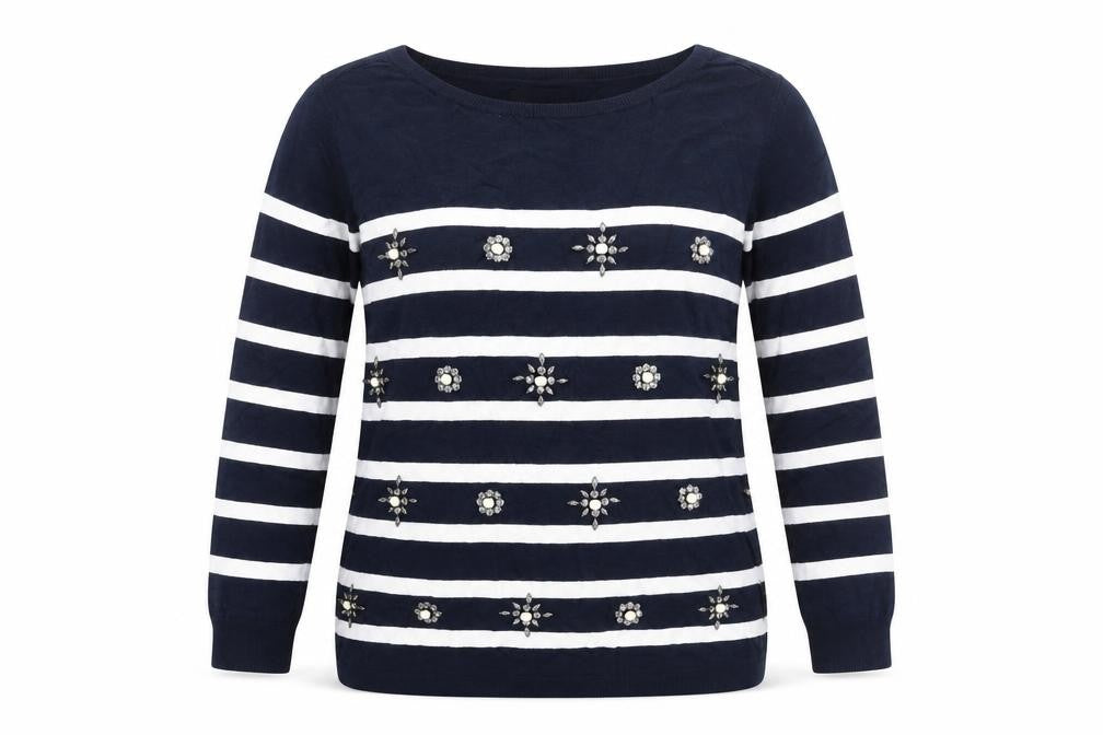 Jasper Conran Women's Blue Striped Pullover Jumper Size 14