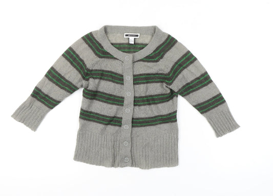 MNG Basics Women's Grey Striped Cardigan Size 10