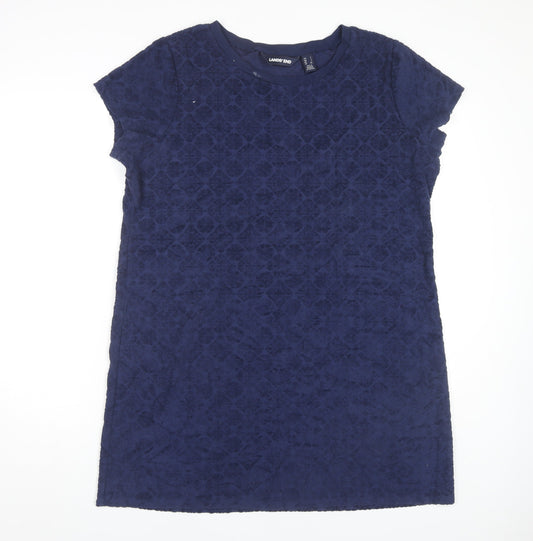 Land's End Blue Women's Dress L Short Sleeve Knit