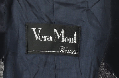 Close-up detail of Vera Mont Women's Black Floral Blazer, size 10